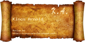 Kincs Arnold névjegykártya