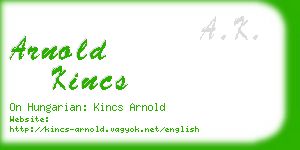 arnold kincs business card